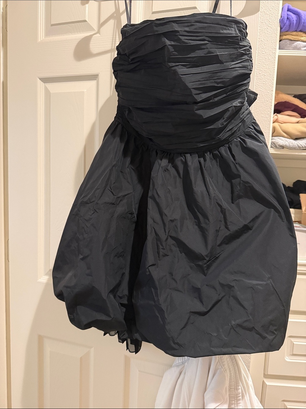Lucky Brand Strapless Black Ruched Bubble Hem Dress